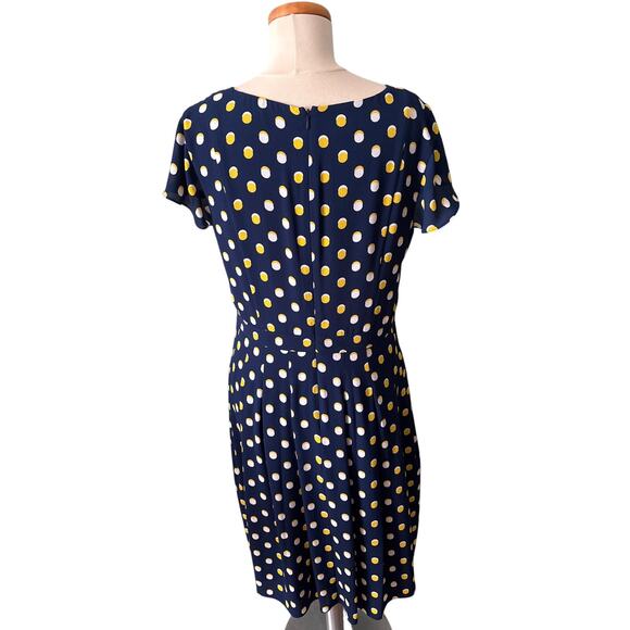 Talbots Womens Size 10 Blue Polka Dot Flutter Sleeve Knee Length Fit Flare Dress - Picture 2 of 12